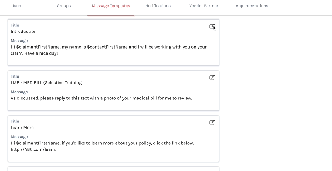 Managing Message Templates – Hi Marley